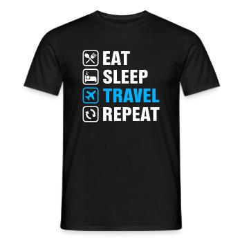5 Eat sleep travel repeat - Men's T-Shirt - black - Front - AI Model Male 178 light (178cm)
