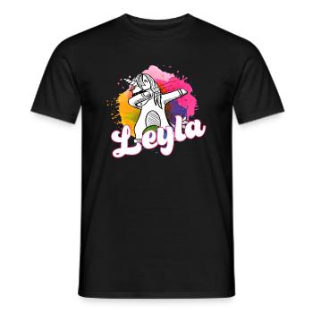 LAYLA - Schöner Name mit dabbing Einhorn - Männer T-Shirt - Schwarz - Vorne - AI Model Male 178 light (178cm)