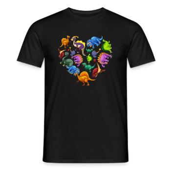Herz Dino Dinosaurier - Männer T-Shirt - Schwarz - Vorne - AI Model Male 178 light (178cm)