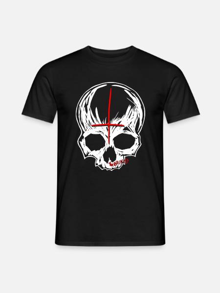 Totenkopf mit Petruskreuz - Männer T-Shirt - Schwarz