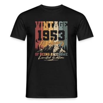 Born 1953 70 years birthday retro - Men's T-Shirt - black - Front - AI Model Male 178 light (178cm)