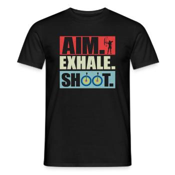 Aim Exhale Shoot. Archery Target Bow & Arrows - Men's T-Shirt - black - Front - AI Model Male 178 light (178cm)