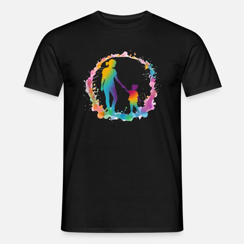 Silueta de mamá e hija - Camiseta hombre - negro