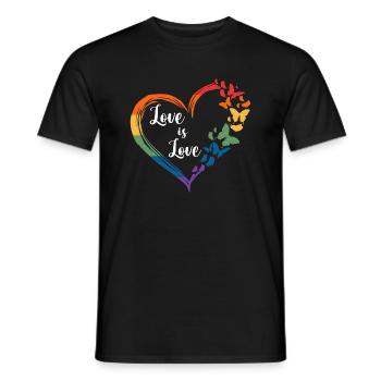 Butterfly Heart Rainbow Love Is Love LGBT Gay Prid - T-shirt homme - noir - Devant - AI Model Male 178 light (178cm)