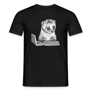 CUTE GEEK FERRET - Men's T-Shirt - black - Front - AI Model Male 178 light (178cm)