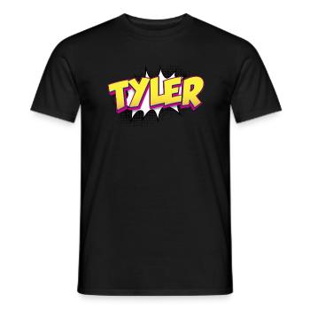 Tyler nom personnalisé bande dessinée Style Pop Art, Tyler - T-shirt homme - noir - Devant - AI Model Male 178 light (178cm)