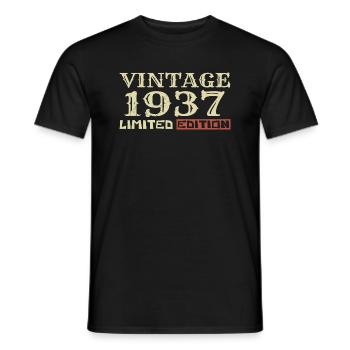 1937 Vintage :87e Anniversaire Cadeau Rétro Unique - T-shirt homme - noir - Devant - AI Model Male 178 light (178cm)