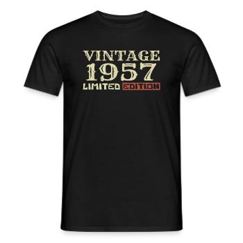 1957 Vintage :67e Anniversaire Cadeau Rétro Unique - T-shirt homme - noir - Devant - AI Model Male 178 light (178cm)