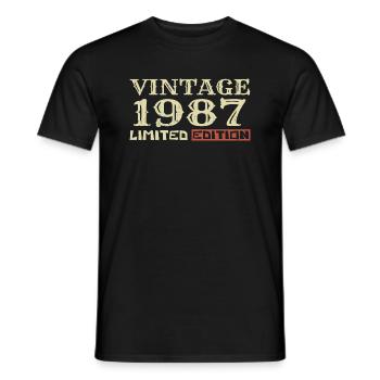 1987 Vintage :37e Anniversaire Cadeau Rétro Unique - T-shirt homme - noir - Devant - AI Model Male 178 light (178cm)