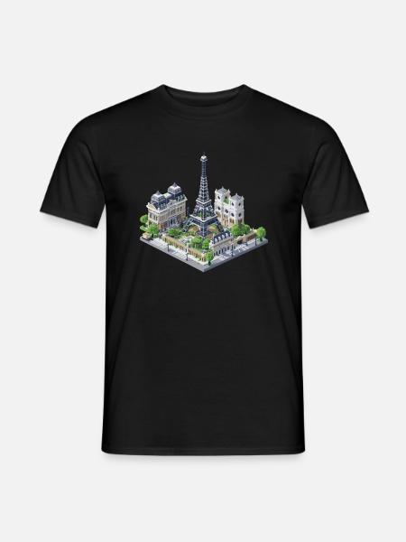 Paris City Voxel Pixel Design Miniature Travel - Men's T-Shirt - black