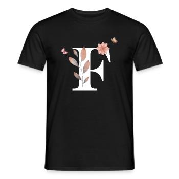 Buchstabe f Wildblumen Aquarelle - Männer T-Shirt - Schwarz - Vorne - AI Model Male 178 light (178cm)