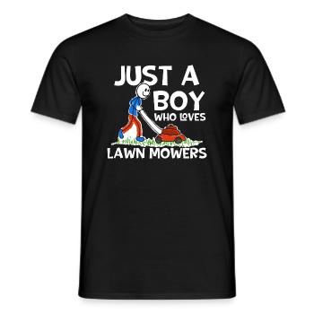 Just A Boy Who Loves Lawn Mowers - Gardener Lawn - Men's T-Shirt - black - Front - AI Model Male 178 light (178cm)