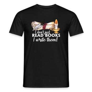 Geschenk Autor Schriftrolle mit Kerze und Feder - Männer T-Shirt - Schwarz - Vorne - AI Model Male 178 light (178cm)