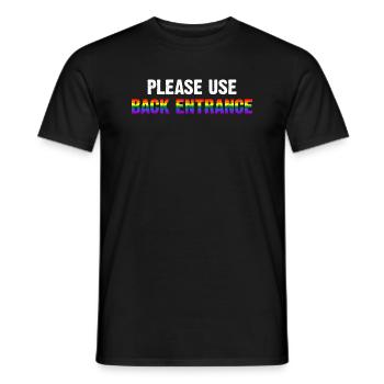 Please Use Back Entrance - Männer T-Shirt - Schwarz - Vorne - AI Model Male 178 light (178cm)
