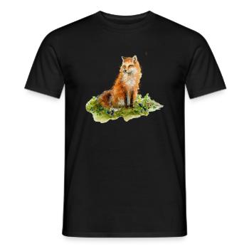 Clever fox in the blueberry bush - Men's T-Shirt - black - Front - AI Model Male 178 light (178cm)