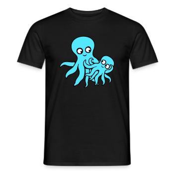 Pieuvre Maman Papa Enfant Bébé Mère Père Famille - T-shirt homme - noir - Devant - AI Model Male 178 light (178cm)
