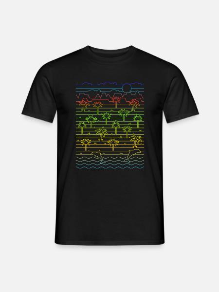 Tropical Landscape (Beach, Lines) - Men's T-Shirt - black