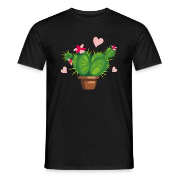 Cactus en fleurs en forme de cœur - T-shirt homme - noir - Devant - AI Model Male 178 light (178cm)