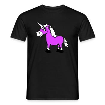 Unicorn Smiles Pretty Friendly Cartoon Horse - Men's T-Shirt - black - Front - AI Model Male 178 light (178cm)