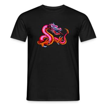 Mythology Chinese Dragon -pink / orange / silver - Men's T-Shirt - black - Front - AI Model Male 178 light (178cm)