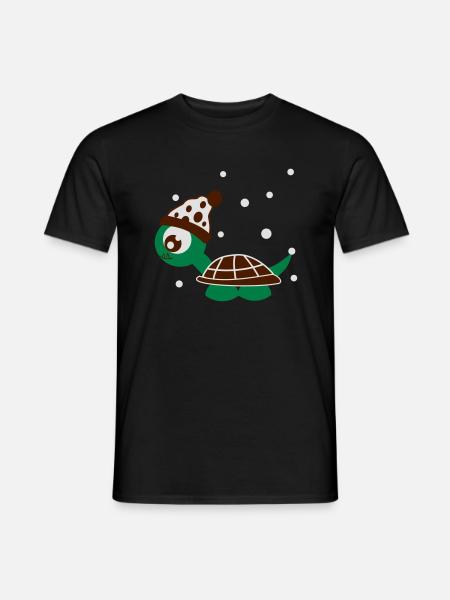 Schildkröte Schildimon Winter Edition - Männer T-Shirt - Schwarz