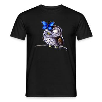 Owl and butterfly - Men's T-Shirt - black - Front - AI Model Male 178 light (178cm)