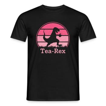 Tea-Rex Dino T-Rex Dinosaur with Teacup - Men's T-Shirt - black - Front - AI Model Male 178 light (178cm)