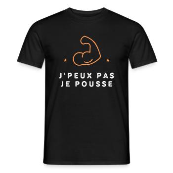 J'peux pas je pousse - T-shirt homme - noir - Devant - AI Model Male 178 light (178cm)