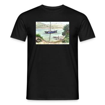 Sailboat - Men's T-Shirt - black - Front - AI Model Male 178 light (178cm)