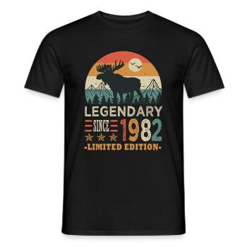 1982 legendary anniversaire né en 1982 - T-shirt homme - noir - Devant - AI Model Male 178 light (178cm)