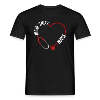 Night Shift Nurse Stethoscope Nursing RN CNA - Men's T-Shirt - black - Front - AI Model Male 178 light (178cm)
