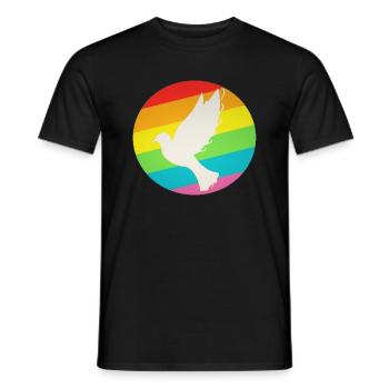 LGBT Regenbogen Friendenstaube - Männer T-Shirt - Schwarz - Vorne - AI Model Male 178 light (178cm)