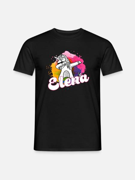 ELENA - Schöner Name mit dabbing Einhorn - Männer T-Shirt - Schwarz
