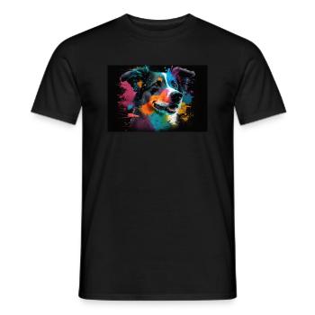 Hund Illustration farbig - Männer T-Shirt - Schwarz - Vorne - AI Model Male 178 light (178cm)