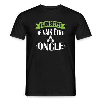 J'ai un secret je suis oncle - T-shirt homme - noir - Devant - AI Model Male 178 light (178cm)