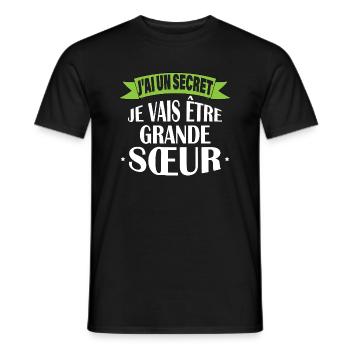 J'ai un secret je vais être soeur best seller - T-shirt homme - noir - Devant - AI Model Male 178 light (178cm)