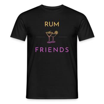 Rhum et amis avec des verres à cocktail - T-shirt homme - noir - Devant - AI Model Male 178 light (178cm)