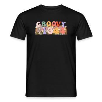 Groovy seit 1944 Retro Hippie 79. Geburtstag - Männer T-Shirt - Schwarz - Vorne - AI Model Male 178 light (178cm)