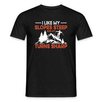 Skiing Slopes Steep Ski Winter Skis - Men's T-Shirt - black - Front - AI Model Male 178 light (178cm)