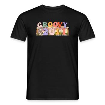 Groovy Since 2011 Retro Hippie 12th Birthday - Men's T-Shirt - black - Front - AI Model Male 178 light (178cm)