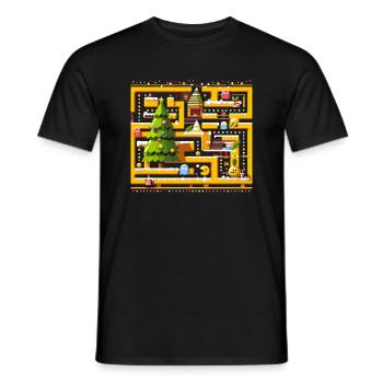jeu d’arcade Noël - T-shirt homme - noir - Devant - AI Model Male 178 light (178cm)
