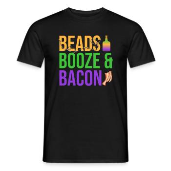 Beads Booze & Bacon Mardi Gras Carnival - Männer T-Shirt - Schwarz - Vorne - AI Model Male 178 light (178cm)