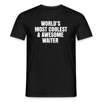 World's most coolest and awesome waiter - Men's T-Shirt - black - Front - AI Model Male 178 light (178cm)