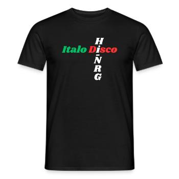 T-shirt Italo Disco Hi NRG - T-shirt homme - noir - Devant - AI Model Male 178 light (178cm)