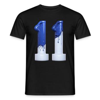 NO. 11 NUMBER 11 BLUE WHITE 11TH BIRTHDAY - Men's T-Shirt - black - Front - AI Model Male 178 light (178cm)