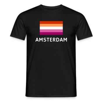 Drapeau de la fierté lesbienne d’Amsterdam - T-shirt homme - noir - Devant - AI Model Male 178 light (178cm)