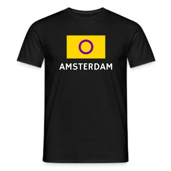 Drapeau de la fierté intersexe d’Amsterdam - T-shirt homme - noir - Devant - AI Model Male 178 light (178cm)