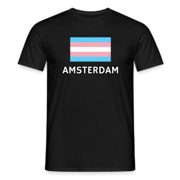 Trans Pride Flag Amsterdam - Men's T-Shirt - black - Front - AI Model Male 178 light (178cm)