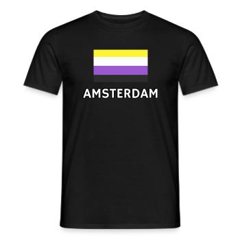 Non binary Pride Flag Amsterdam - Men's T-Shirt - black - Front - AI Model Male 178 light (178cm)
