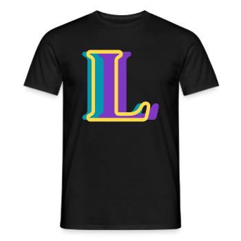 Multicolored letter l - Men's T-Shirt - black - Front - AI Model Male 178 light (178cm)